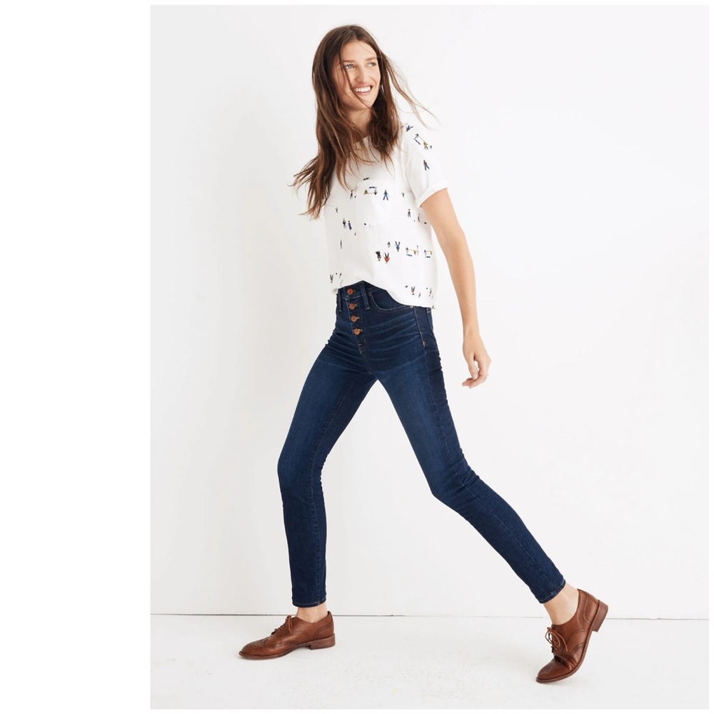 MADEWELL 9” Mid Rise Skinny Leg Jeans Dark Hayes Wash Button Fly Denim 28T Tall